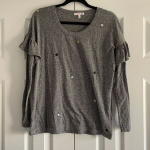Sundry Grey with Stars L/S Tee w/ Ruffle Arms